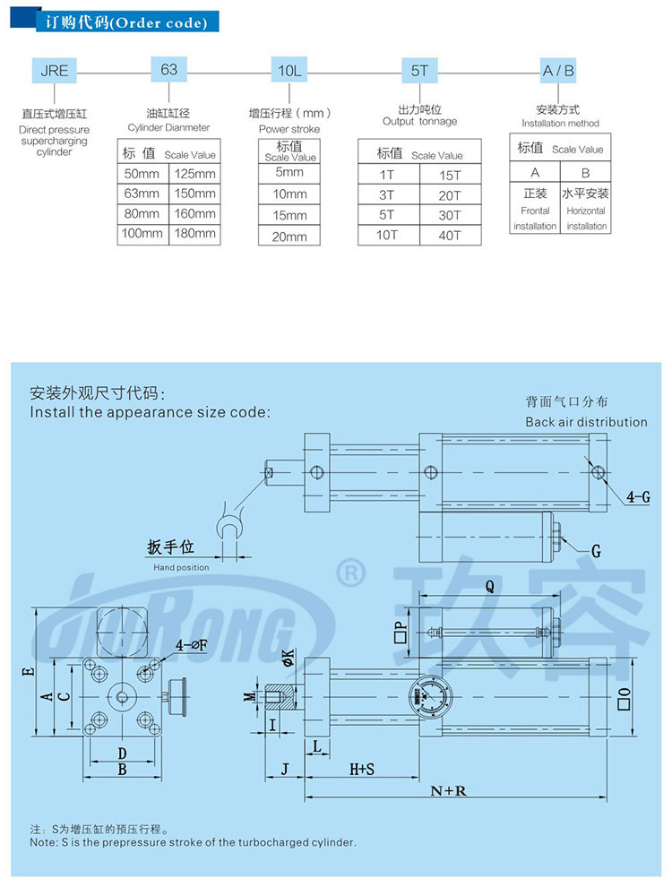 直壓式氣液增壓缸訂購(gòu)及尺寸代碼