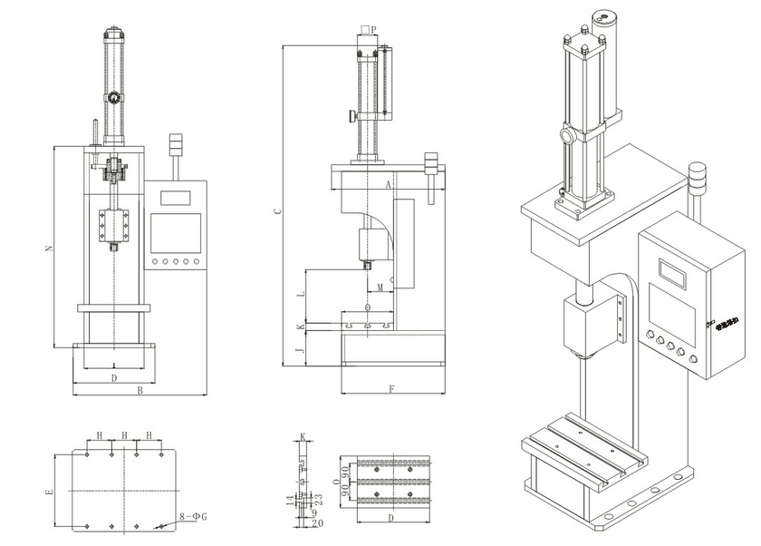 JRX半弓型壓力可調(diào)氣液鉚接機設(shè)計圖